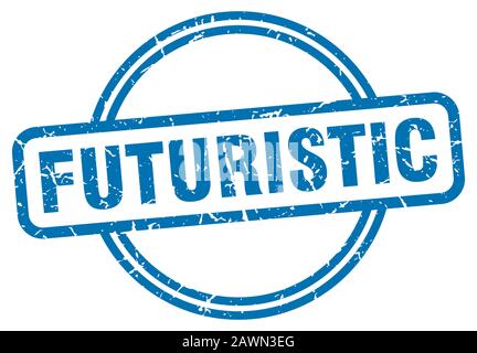 futuristic stamp. futuristic round vintage grunge sign. futuristic Stock Vector