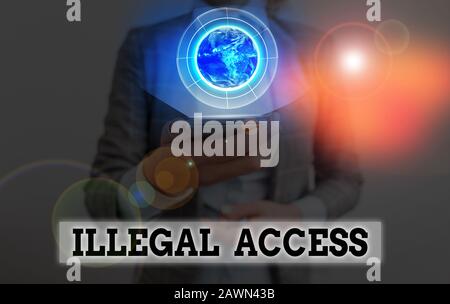 Conceptual hand writing showing Illegal Access. Concept meaning using someone password without consent of the user Elements of this image furnished by Stock Photo