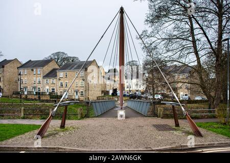 The view straight across the Jenson Button bridge from the market car park in Frome Somerset Stock Photo