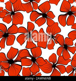 Red poppies on colorful background. Seamless floral texture. Vector illustration wallpaper seamless pattern background. Black poppies in vintage style Stock Vector
