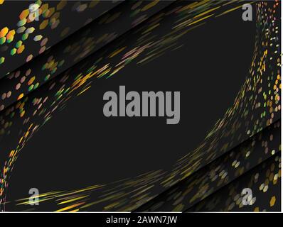 Abstract golden sequins for decorative design. Sparkling texture. Dark color luxury background. Gold decorative frame. Stock Vector