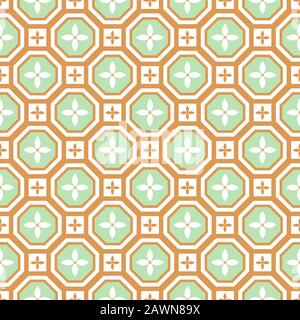 Blue Azulejos pattern portugal tile seamless pattern. Oriental ceramic tiles design pastel colors. Stock Vector