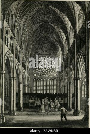 Old Saint Paul's : a tale of the plague and the fire . f till Amabel appears. This marriage mustbe prevented. Before quitting the belfry, Leonard chancedto cast his eyes on a stout staff left there,either by one of the bell-ringers or some chancevisitant, and seizing it as an unlooked-for prize,he ran down the steps, followed by the pipersdaughter. On opening the lowest door, he glanced to-wards the choir, and there before the high altar,stood Quatremain in his surplice, with the Earland Amabel, attended by Etherege and Pilli-chody. The ceremony had just commenced.Not a moment was to be lost. Stock Photo