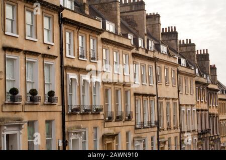 Terraced Georgian houses at Russell Street, Bath, United Kingdom Stock Photo
