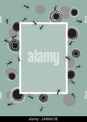 Abstract Ant Vector Design Frame on Mint. Template for invitation or greeting card Stock Vector