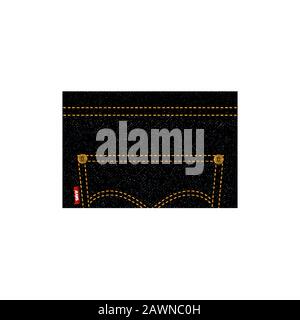 Vector drawing jeans pocket, denim background, jeans Stock Vector