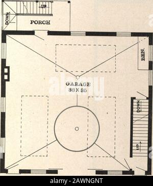 Radford's garages and how to build them. . ? -AJ-v. ?.. ? ... Design No. G-lll SIZE: Width, 40 feet; Length, 38 feet. First Floor Plan Stock Photo