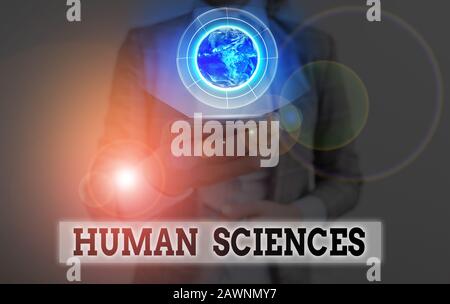 Conceptual hand writing showing human Sciences. Concept meaning studies the social and cultural aspects of human life Elements of this image furnished Stock Photo
