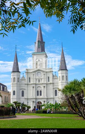 Church, Jackson Square, New Orleans St. Louis Cathedral, Saint Louis Cathedral New Orleans, Louisiana, USA Stock Photo