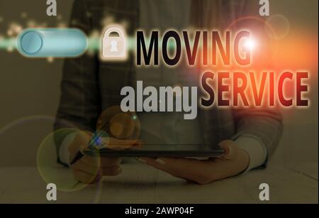 Handwriting text Moving Service. Conceptual photo help moves the possessions from one site to another Stock Photo