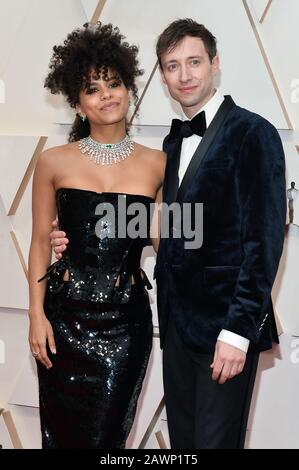 Zazie Beetz and David Rysdahl walking on the red carpet at the 92nd Annual Academy Awards held at the Dolby Theatre in Hollywood, California on Feb. 9, 2020. (Photo by Anthony Behar/Sipa USA) Stock Photo