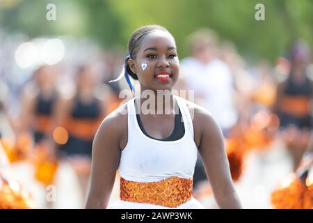 Arlington, Texas, USA - July 4, 2019: Arlington 4th of July Parade, Members  of Arlington High School, Colts football team pose for the camera at the p  Stock Photo - Alamy