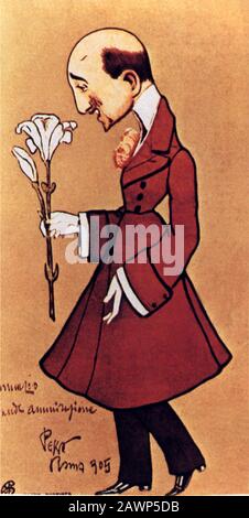 1905 : The italian poet , politician and writer GABRIELE D'ANNUNZIO ( 1863 - 1938 ) caricature by the italian artist PEKO  - SCRITTORE - LETTERATURA - Stock Photo
