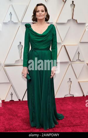 Sigourney Weaver walking on the red carpet at the 92nd Annual Academy Awards held at the Dolby Theatre in Hollywood, California on Feb. 9, 2020. (Photo by Anthony Behar/Sipa USA) Stock Photo