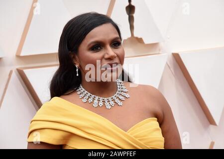 Mindy Kaling walking on the red carpet at the 92nd Annual Academy Awards held at the Dolby Theatre in Hollywood, California on Feb. 9, 2020. (Photo by Sthanlee B. Mirador/Sipa USA) Stock Photo