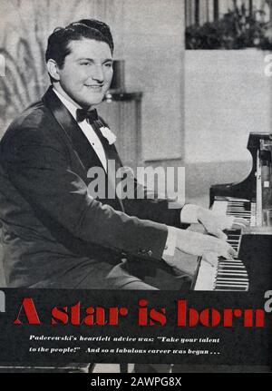 1950 ca, USA  : The celebrated italo-polish-american pianist  Valentino LIBERACE ( 1919 - 1987 ). Article from an american fans magazine completely de Stock Photo