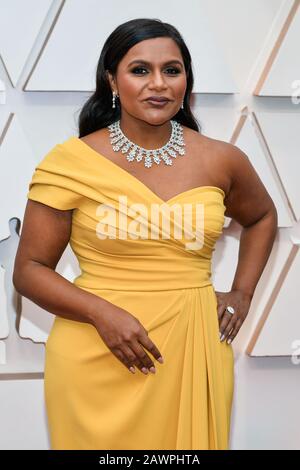 Mindy Kaling walking on the red carpet at the 92nd Annual Academy Awards held at the Dolby Theatre in Hollywood, California on Feb. 9, 2020. (Photo by Anthony Behar/Sipa USA) Stock Photo