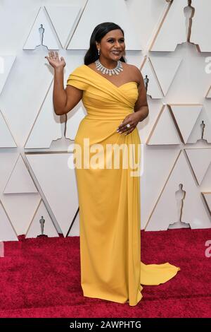 Mindy Kaling walking on the red carpet at the 92nd Annual Academy Awards held at the Dolby Theatre in Hollywood, California on Feb. 9, 2020. (Photo by Anthony Behar/Sipa USA) Stock Photo