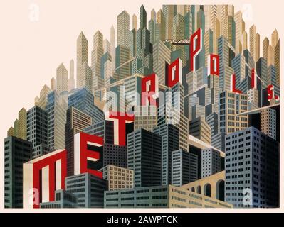1927 : The original poster advertising for the movie METROPOLIS by Fritz Lang , design by Boris Bilinsky - FILM - GERMANY - GERMANIA - CINEMA MUTO - S Stock Photo