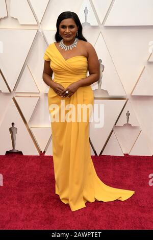 Mindy Kaling walking on the red carpet at the 92nd Annual Academy Awards held at the Dolby Theatre in Hollywood, California on Feb. 9, 2020. (Photo by Sthanlee B. Mirador/Sipa USA) Stock Photo