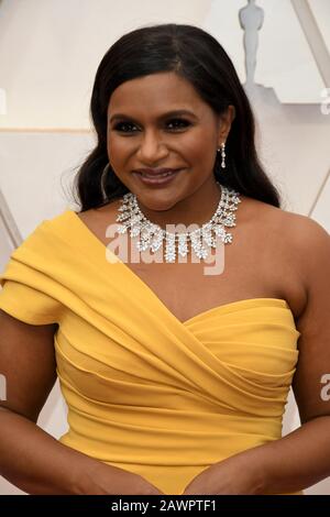 Mindy Kaling walking on the red carpet at the 92nd Annual Academy Awards held at the Dolby Theatre in Hollywood, California on Feb. 9, 2020. (Photo by Sthanlee B. Mirador/Sipa USA) Stock Photo