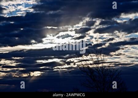 Winter Cloud Formations over Canyon in the Texas Panhandle Stock Photo
