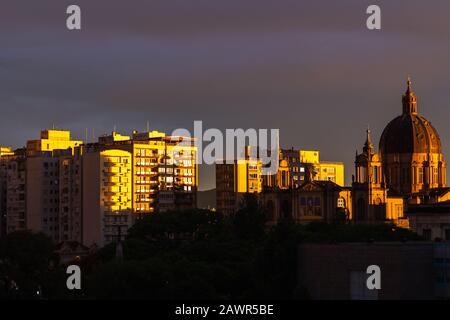 Sunset on the buildings in Porto Alegre, Brazil Stock Photo
