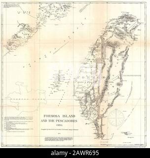 Formosa Island and the Pescadores China (1870 Le Gendre Map of Taiwan or Formosa). Stock Photo