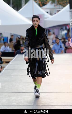 Quebec,Canada. A model walks the runway at the Ecole de Mode Marie-Victorin  fashion show held during the Fashion and Design Festival in Montreal Stock  Photo - Alamy