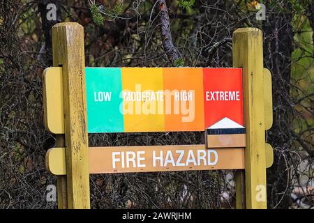 An fire hazard sign indicating extreme danger Stock Photo