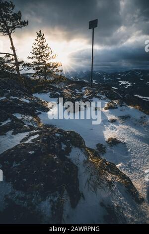 Beautiful view from vista Point Kleine Kanzel at Hohe Wand Mountain in Lower Austria Stock Photo