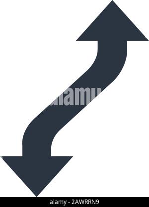 Two Curved Arrows Pointing In opposite Directions. Stock Vector illustration isolated on white background. Stock Vector