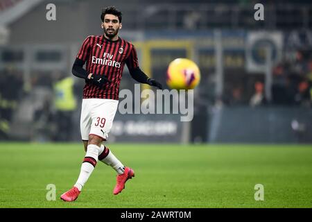 Milan, Italy - 09 February, 2020: Lucas Paqueta of AC Milan in action during the Serie A football match between FC Internazionale and AC Milan. Credit: Nicolò Campo/Alamy Live News Stock Photo