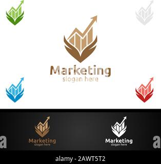 Marketing Financial Advisors Logo Design Template Icon Stock Vector