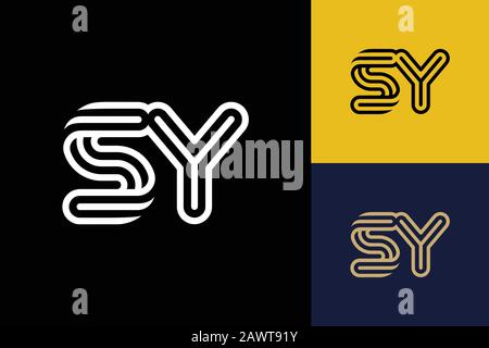 S and Y combination Lines Letter Logo Creative Line Letters Design Template Stock Vector