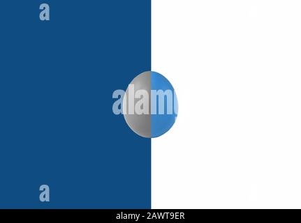 Creative egg on a white and classic blue background 2020. Advertising concept, horizontal orientation Stock Photo