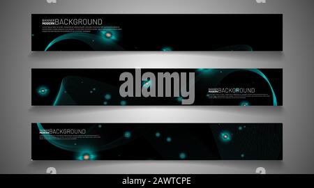 rectangular vector banner. future design technology against a black background. Stock Vector