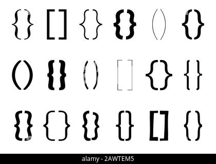 Text bracket. Vintage curly brackets symbol. Typography punctuation shapes. Vector type braces Stock Vector