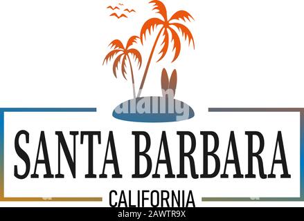 Santa Barbara logo design for travelling industry or t-shirt design Stock Vector