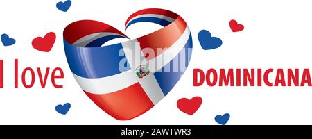 National flag of the Dominicana in the shape of a heart and the inscription I love Dominicana. Vector illustration Stock Vector