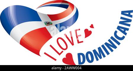 National flag of the Dominicana in the shape of a heart and the inscription I love Dominicana. Vector illustration Stock Vector