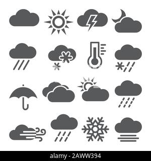 Weather icons set on white background Stock Vector