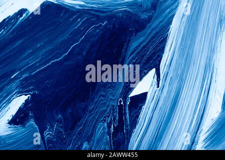 The oil paint blue texture on canvas. Abstract art background. Rough brushstrokes of paint. Can be used as background. Stock Photo