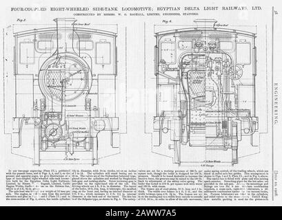 Four Coupled Eight Wheeled Side Tank Locomotive for Egyptian Delta Light Railways Ltd. Constructed by WG Bagnall of Stafford (p. 38). Stock Photo