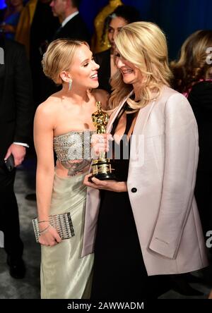 Scarlett Johansson and Laura Dern attending the Vanity Fair Oscar Party held at the Wallis Annenberg Center for the Performing Arts in Beverly Hills, Los Angeles, California, USA. Stock Photo