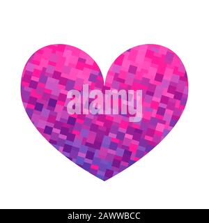 Square texture pink and violet heart. Valentine day card. Vector illustration. Stock Vector