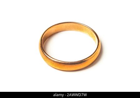 Gold wedding ring isolated on white Stock Photo