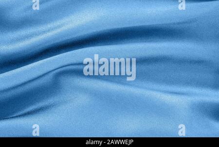 Blue natural silk fabric wavy drapery background. Top color trend of the year 2020. Stock Photo