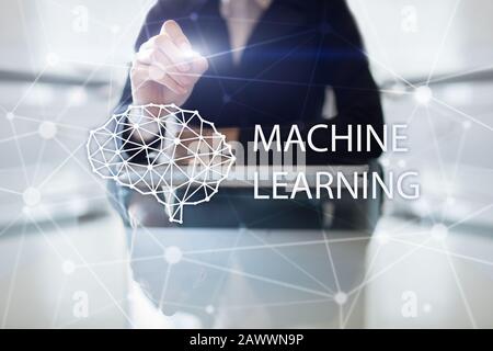Machine learning technology and artificial intelligence in modern manufacturing Stock Photo