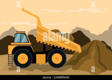Mining truck doing construction and mining. Heavy machinery Stock Vector